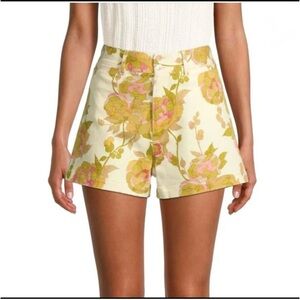 Rebecca Taylor Yellow Floral High Waist Shorts Size 8 (fits like a 6)